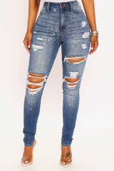 High Rise Bleach Splatter Skinny Jeans